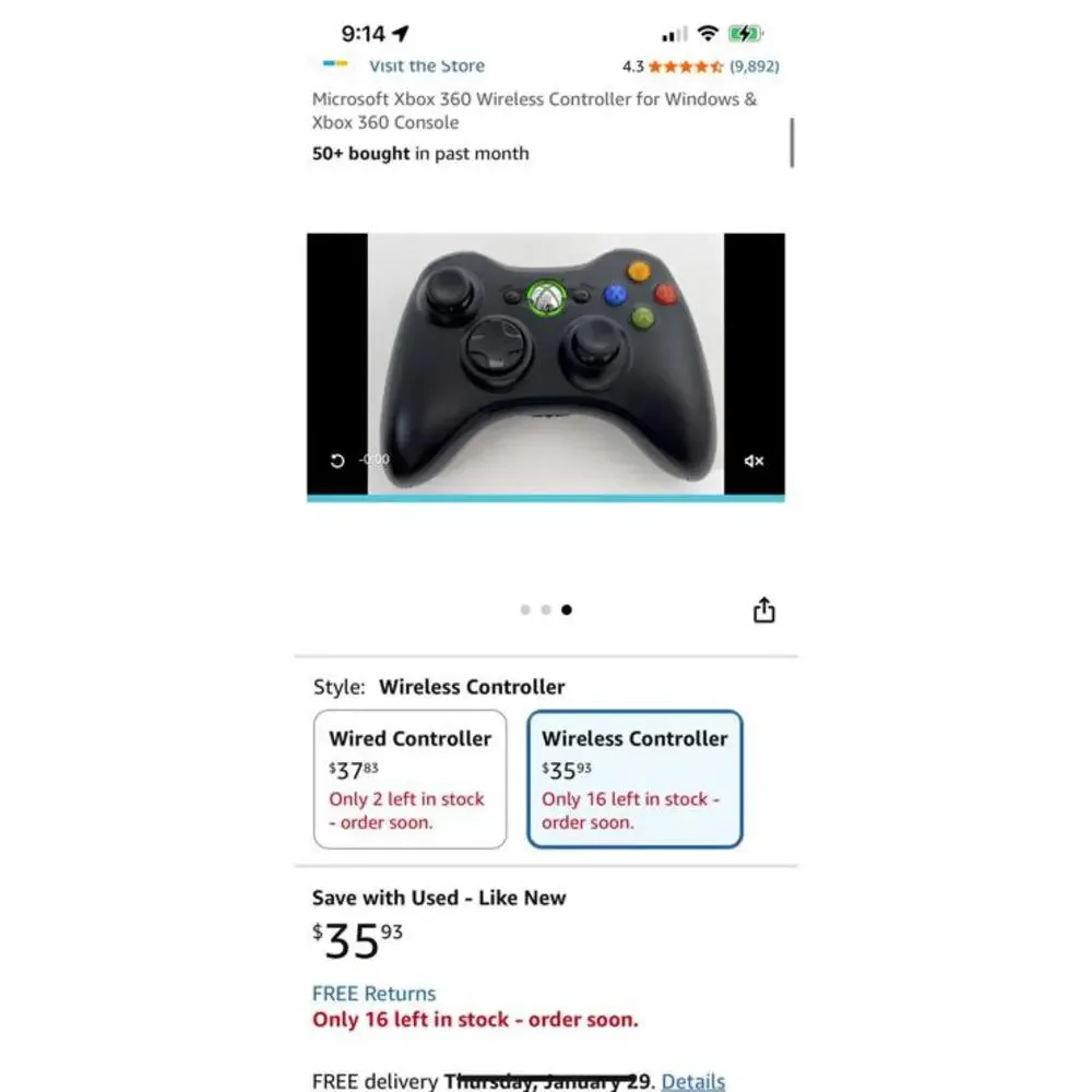 Black Xbox 360 Wireless Controller